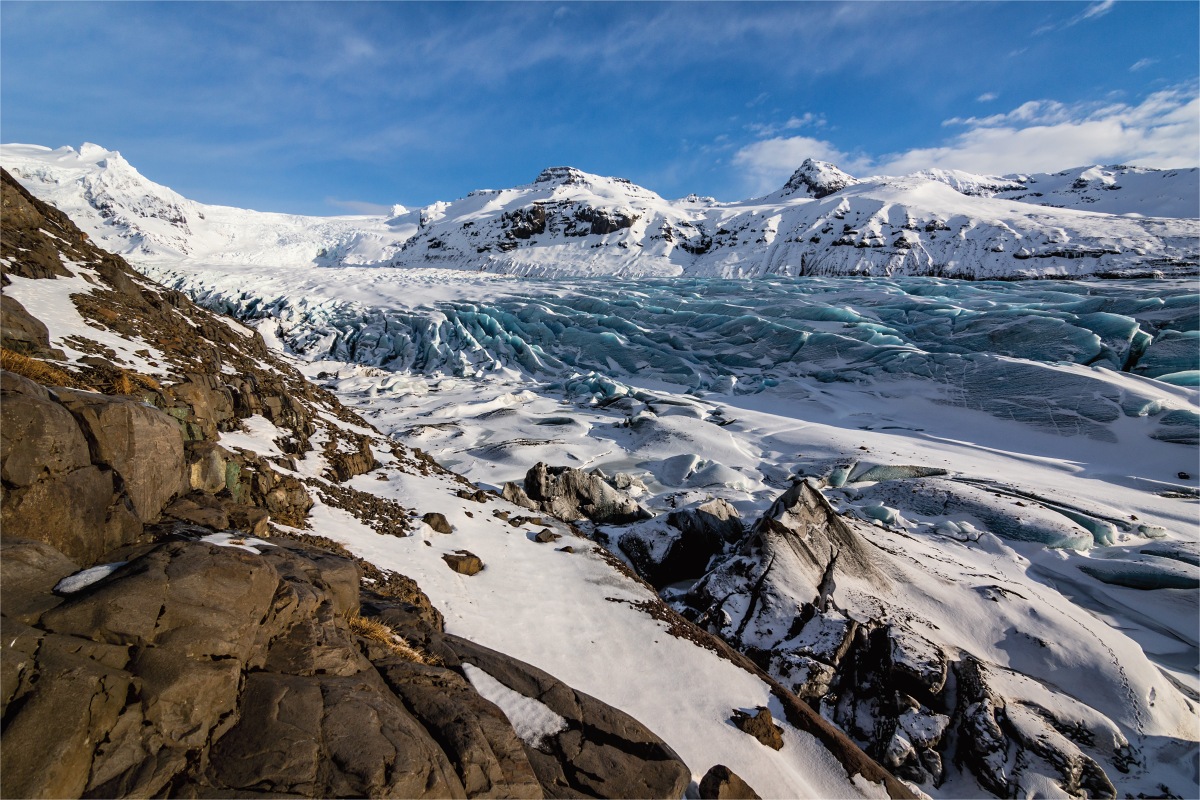 Ledovcový splaz Svínafellsjökull
